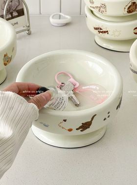 2026年新年摆件陶瓷房间装饰品可爱创意钥匙收纳玄关客厅桌面摆件