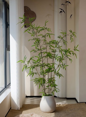 仿真绿植竹子室内客餐厅阳台高端假树大型落地盆栽宋代美学茶室树