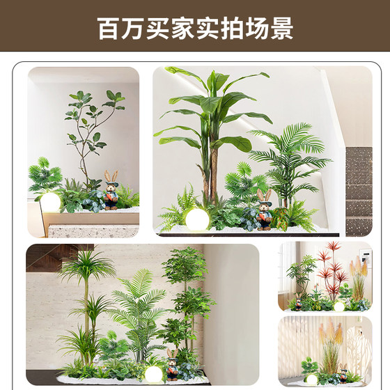 Simulated green plant landscaping combination window decoration indoor landscape landscaping under the stairs courtyard layout entrance fake plants