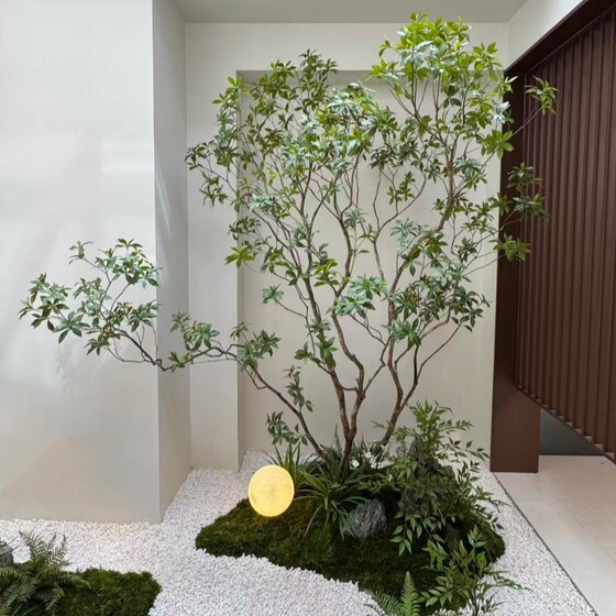 High-end simulated horse drunken wood window landscaping plants, indoor bionic green plants, decorative trees, large artificial trees, simple landscape
