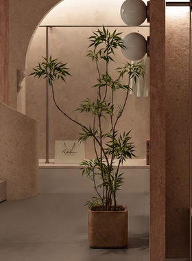 仿真绿植轻奢高端十大功劳假树盆栽室内家居商铺假植物侘寂中古风