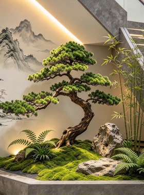 仿真迎客松大型酒店高端轻奢造景