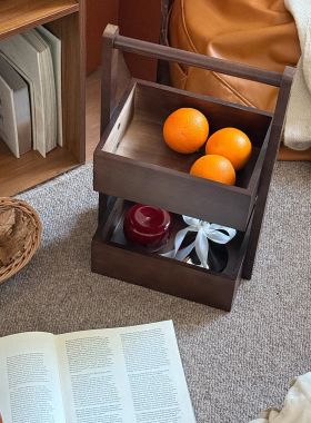 双层实木置物架木质多层收纳