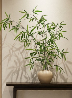 竹子仿真绿植摆件高级感逼真新中式禅意摆件玄关茶室陈列空间装饰