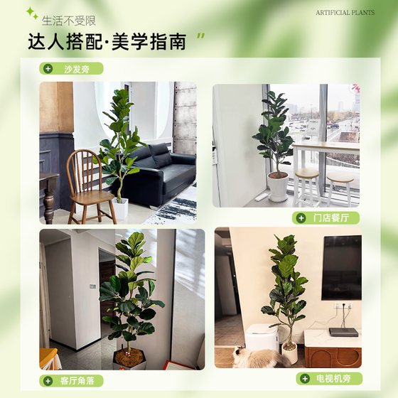Simulated plant Ficus fiddleleaf ficus floor-standing potted indoor plant