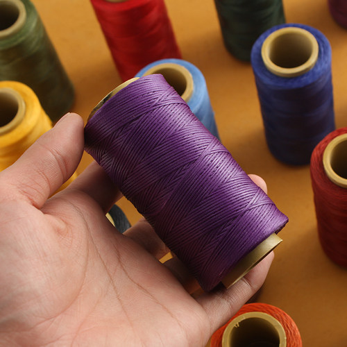 150D皮革手缝线蜡线 手工DIY手绳手链线 涤纶 非机缝1mm扁线220米 - 图1