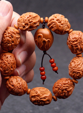 文玩手链九龙男士苏工核雕民族