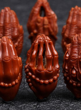 镂空雕刻老油核文玩手串