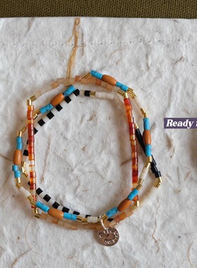 自制款~手工小圆牌油画感手链