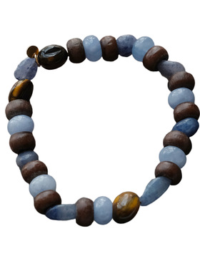 蓝泡泡中式小众檀木手链