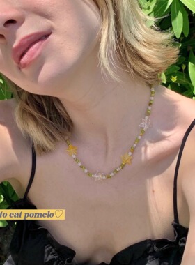 许愿星星草地*玉石彩色水晶项链