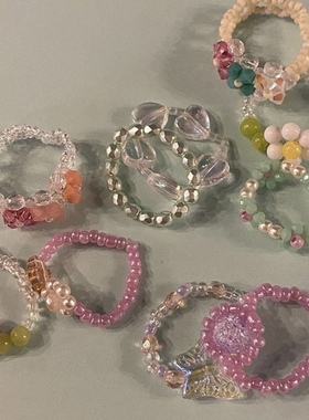 薄荷绿水晶切面珍珠戒指