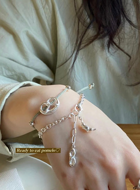 手工扭结面包电镀925银编织手链