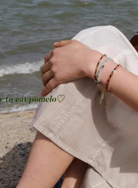 5色自然元素彩色叠搭细版手链