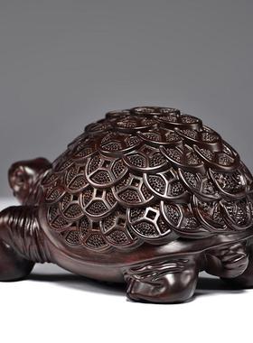 黑檀木雕金钱龟摆件木质乌龟家居办公室客厅玄关装饰摆设工艺礼品