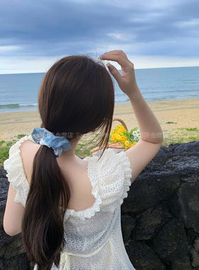 复古褶皱油画氛围感大肠发圈