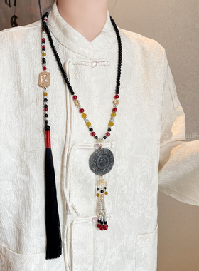 「思玄子」水墨玉佩串珠璎珞项链