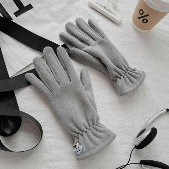 Women's autumn and winter cold-proof gloves with velvet and thickening