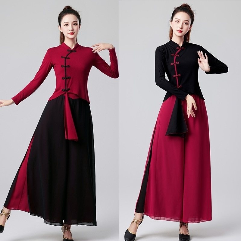 民族风广场舞蹈服装秋新款女团队服跳舞衣雪纺阔腿裤表演出服套装,淘宝优惠券,粉丝福利购,淘宝优惠卷