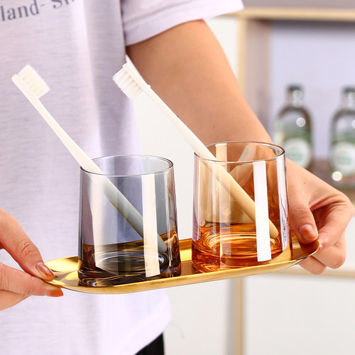 创意北欧ins简约家用漱口杯 玻璃情侣牙刷杯套装洗漱刷牙杯子酒店 - 图1