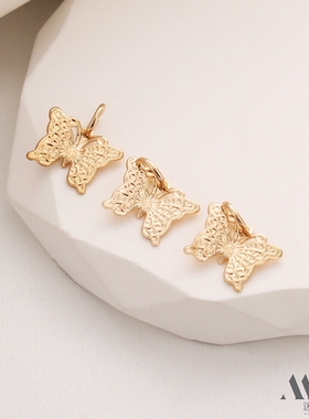 迷饰妮女铜镀金保色小蝴蝶吊坠