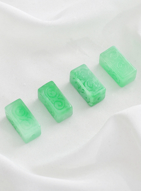 祢饰妮天然白底青翡翠云纹隔珠