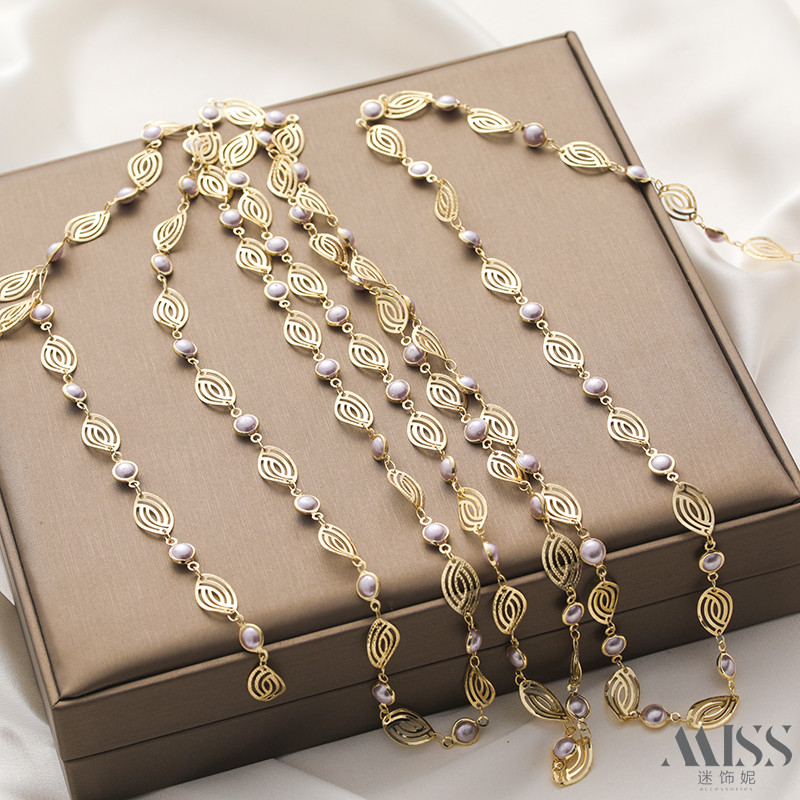 14K包金保色镂空叶子连贝珠手工链条散链diy手链项链耳饰饰品配件,淘宝优惠券,粉丝福利购,淘宝优惠卷