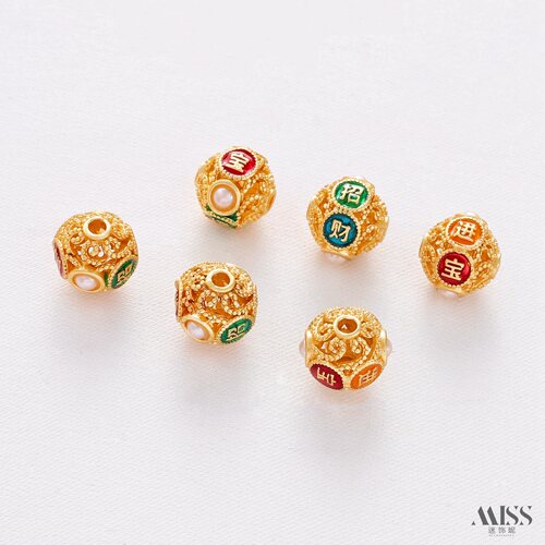 18K包金保色哑金烧蓝滴油镂空绣花珠隔珠diy手工手链项链饰品配件 - 图2