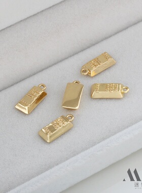 迷饰妮金属包金保色金砖吊坠