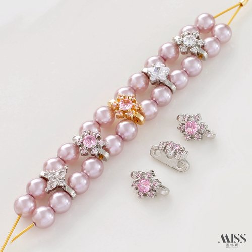 14K包金保色镶锆石双排三排串珠珍珠隔片排扣隔珠diy手链项链配件 - 图1