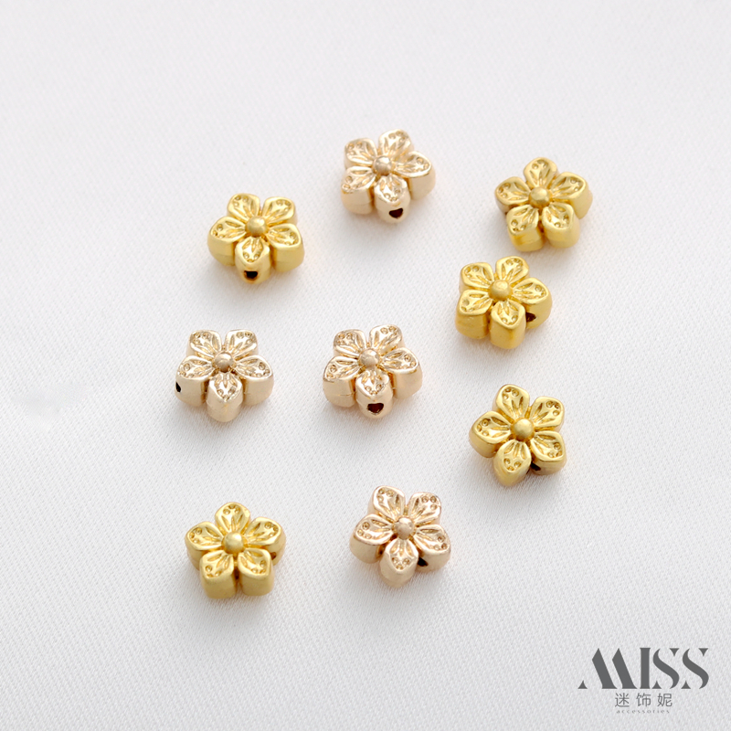 14K包金保色双面五叶花隔珠diy手工串珠散珠隔片手链项链配饰配件 - 图1