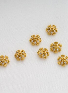 迷饰妮铜包金保色镶锆石花托珠帽