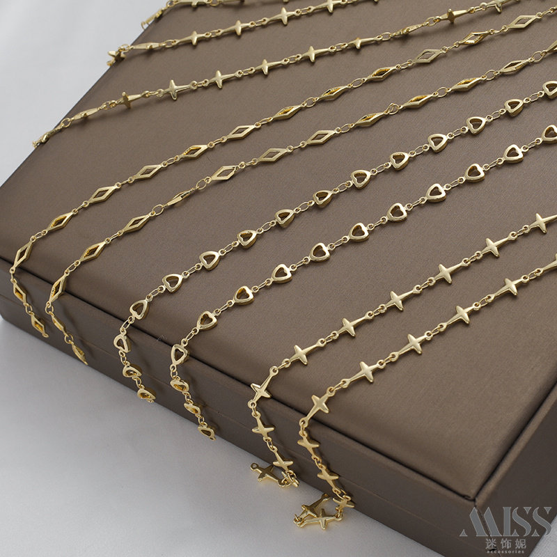 14K包金保色十字架星星爱心菱形手工链条diy配件饰链手链项链耳饰,淘宝优惠券,粉丝福利购,淘宝优惠卷