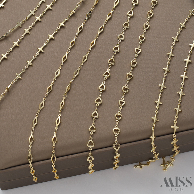 14K包金保色十字架星星爱心菱形手工链条diy配件饰链手链项链耳饰,淘宝优惠券,粉丝福利购,淘宝优惠卷