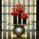 Field artificial flowers, green plants and floral arrangements
