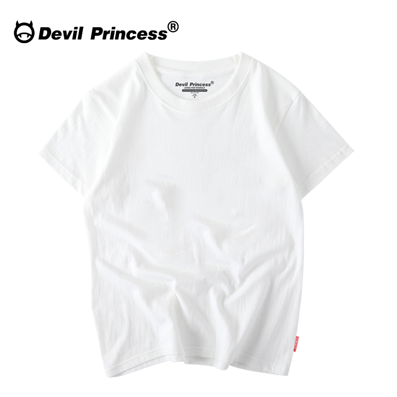 复古纯棉女t恤短袖宽松韩版chic半袖体恤纯色简约砖红色t恤女夏装 - 图0