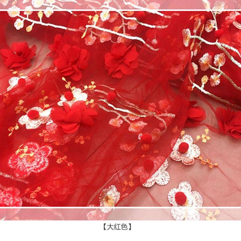 新品柔软网纱3D立体刺绣蕾丝面料珠子瓣订花服装女裙子绣花布料,淘宝优惠券,粉丝福利购,淘宝优惠卷