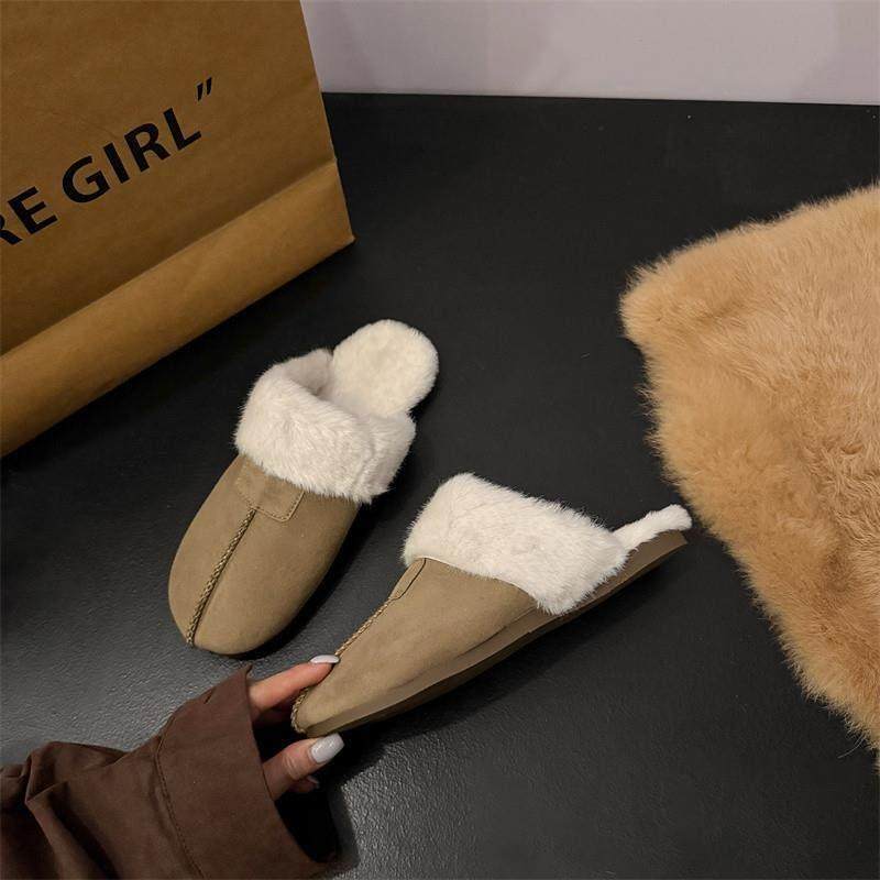 春季毛毛包头半拖鞋女2026新款外穿平底懒人勃肯鞋加绒拖鞋0116z,淘宝优惠券,粉丝福利购,淘宝优惠卷