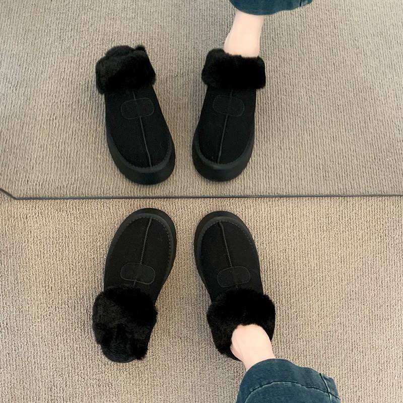 厚底靴毛毛拖鞋2025新款外穿包头拖鞋士勃肯1201k - 图1