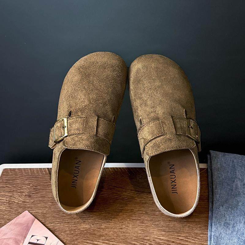 春季反绒皮勃肯鞋女2026新款一脚蹬金属扣带平底内增高软底0116z,淘宝优惠券,粉丝福利购,淘宝优惠卷