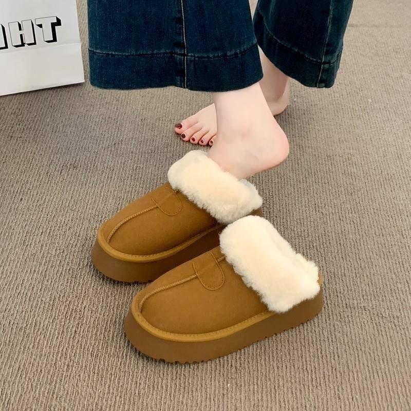 厚底靴毛毛拖鞋2025新款外穿包头拖鞋士勃肯1201k - 图0