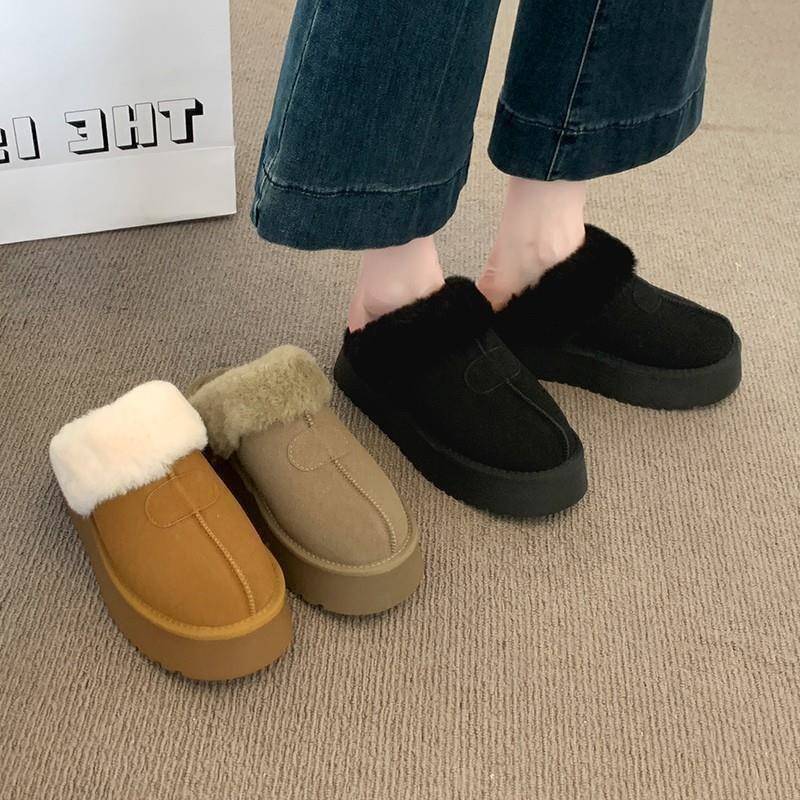 厚底靴毛毛拖鞋2025新款外穿包头拖鞋士勃肯1201k - 图2