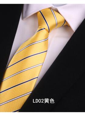黄色领带男拉链式男士正装结婚新郎婚礼商务韩版懒人免打结0923r