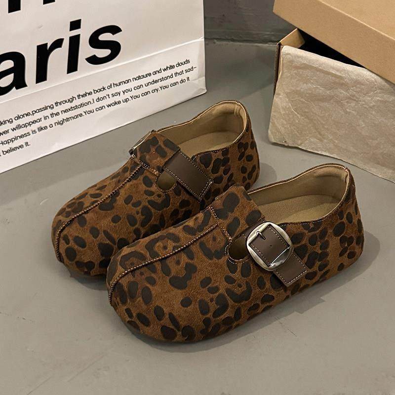 春季豹纹勃肯鞋女2026新款厚底时尚百搭豆豆乐福鞋博肯单鞋0116z,淘宝优惠券,粉丝福利购,淘宝优惠卷