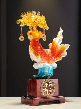 桌面鱼摆件树脂新中式