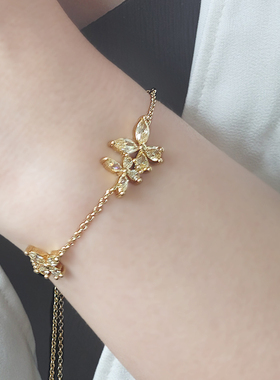 Annaya蝴蝶结手链金色轻奢小众高级感手镯可调节女节日礼物送女友