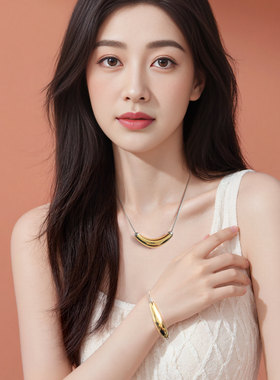 Annaya金色微笑项链小众高级感