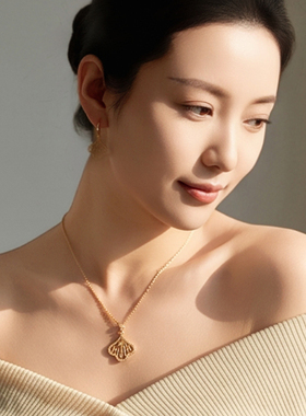 银杏叶项链耳环轻奢小众