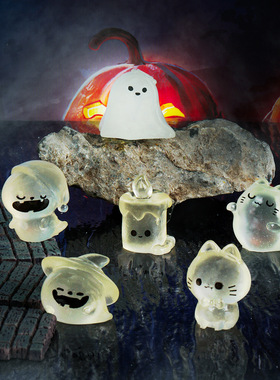 微景观夜光万圣节创意可爱幽灵恶魔南瓜装饰品 DIY配件树脂小摆件
