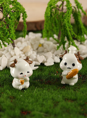 微景观小动物萌仔奶牛摆件桌面园艺盆景装饰品树脂配件工艺品